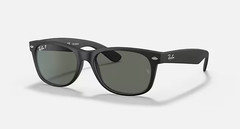Ray-Ban RB2132 New Wayfarer 55mm Matte Black Polarized Green G-15 Sunglasses