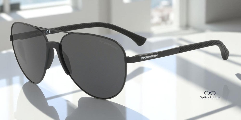 EMPORIO ARMANI EA2059 320387 Pilot Matte Black Grey 61 mm Men’s Sunglasses