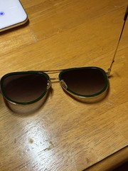 Gucci 0062S_003 Aviator Grey Lens Unisex Sunglasses – Green/Gold/red