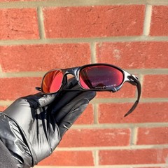 Vintage Oakley Juliet Carbon X-Metal Polarized Sunglasses Red Lens Black Frames