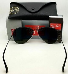 Polarized RAY-BAN Sunglasses RB 3025 Large Metal 002/58 62-14 Black Frames+Green