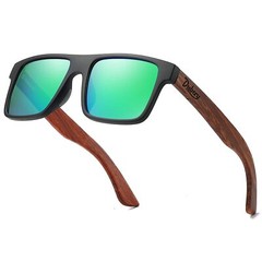  DUBERY Men Women Wood Polarized Sunglasses Wooden Temple Square Retro Glasses