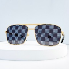 Louis Vuitton Z0259U Sunglasses Gold Frame Gray Damier Lens Unisex 59mm