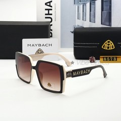 MAYBAC* Oversized Square Sunglasses Cream Blue Pink Grad Thick +Case