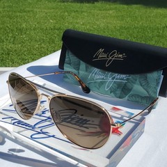 Maui Jim “MAVERICKS” 264-16 Gloss Gold Frames/ Bronze Lenses/ TITANIUM AVIATORS!