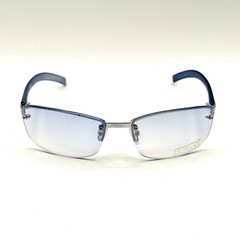 Fashion Rimless Oval Sunglasses Blue Designer Frame & Gradient Lenses Y2k 90’s