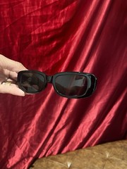 Black Rectangle Sunglasses – Plastic Frame, Tinted Black Lenses, Unisex Adults