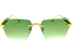 Men Classy Elegant Modern Sophisticated SUNGLASSES Rimless Gold Frame Green Lens