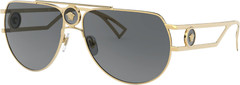 NWT Versace VE 2225 100287 Gold Metal Aviator Sunglasses Grey Lens