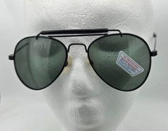 Vintage Small Black Aviator w Top Bar Sunglasses 1980s, 135mm temple, NOS, China