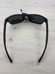 Polarized Sunglasses Black Frame Black/Blue Wood Grain Look Temples Gray Lens