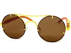 Classy Elegant Sophisticated Vintage Retro Modern SUNGLASSES Round Gold Frame C3
