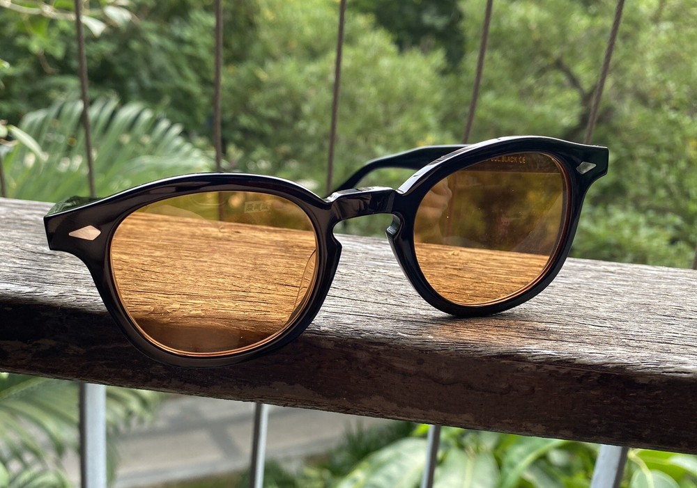 Men’s Orange Sunglasses Johnny Depp Amber Sunglasses Women Black Acetate Glasses
