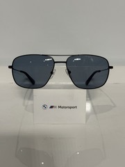 BMW BS0026 02M Black Stainless Steel Metal Polarized Blue Unisex Sunglasses