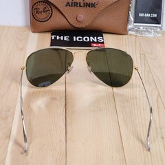 Ray-Ban RB3025 L0205 58-14-135 Large Aviator Sunglasses Green Lens Italy