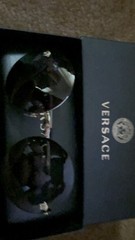 Versace Round Sunglasses Gold Metal Frame Black Tinted Lenses