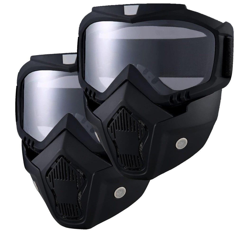 2Pcs Paintball Mask Anti Fog,Tactical Full Face Mask Ski Mask Goggles Detacha…