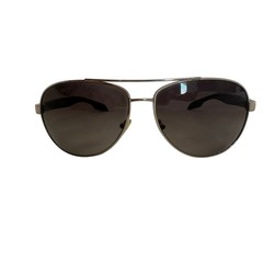 Prada Linea Rossa Aviator Sunglasses Silver Black Polarized SPS 51O Grey