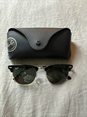 Ray-Ban Clubmaster RB3716 Metal Sunglasses Black and Silver Frame with Case