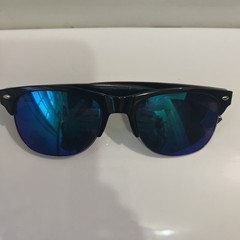 Sky Eyewear TH-15 Solid Black, Mirror Blue Lens, Polarized UV400 Sunglasses