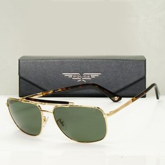 Police Gold Green Sunglasses Pilot Brow Bar Origins 44 SPL D43 COL 349K 61mm