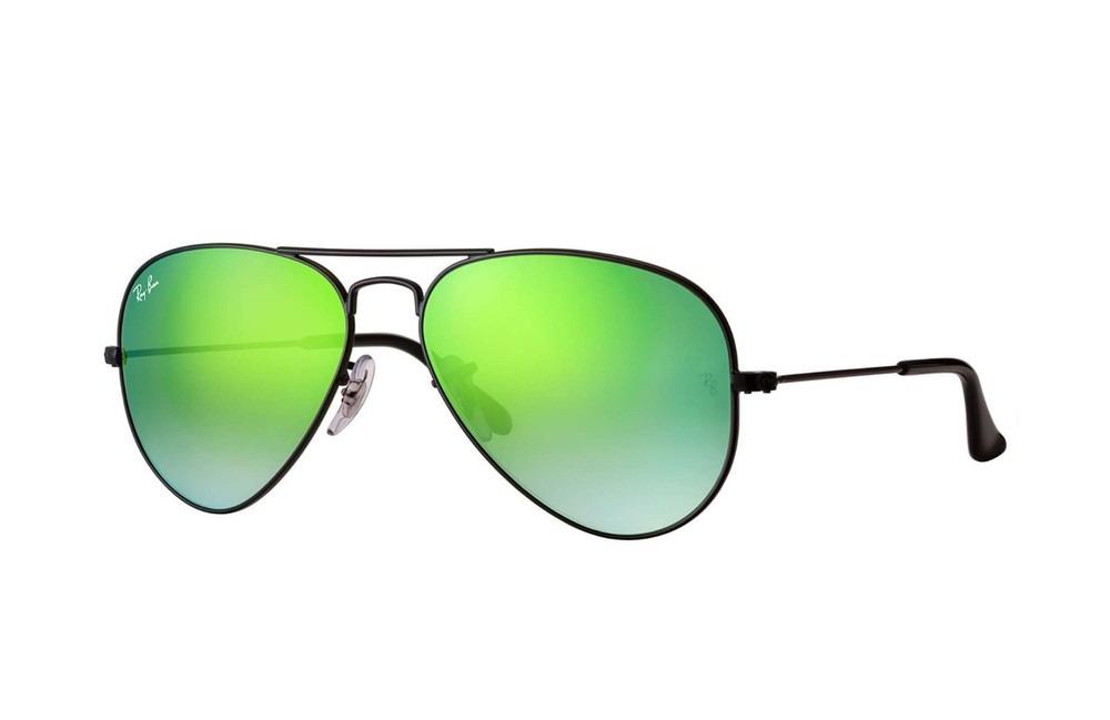Ray-Ban RB3025 Unisex Aviator Sunglasses with Black Frame and Mirrored Lens
