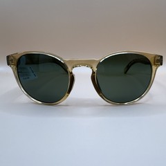 Hurley V1-11 Polarized Round Sunglasses, Beige Plastic Frame Green Lens