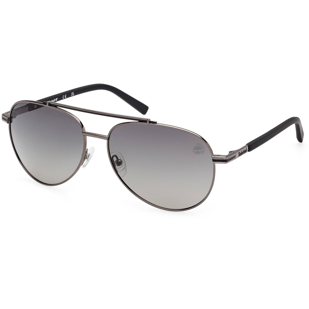 Timberland Men’s Sunglasses Shiny Gunmetal Metal Aviator Frame TB00039 6008D