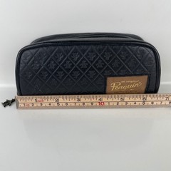 Original Penguin Black Quilted Embossed Leather Logo Sun Eyeglasses Case Retro