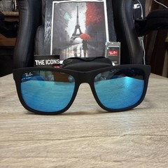 RayBan 4165 Justin 622/55 Matte Black/ Blue Mirror 54mm