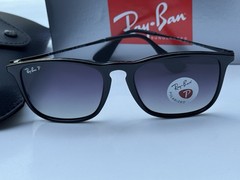 NEW Ray-Ban RB4187 601/T3 CHRIS Polish Black Polarized Grad Grey Sunglasses 54mm