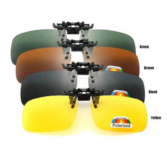 4 Color Polarized Clip-On Flip-Up Sunglasses UV380 Driving Fishing Night Vision