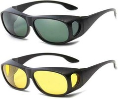 Tac HD Day Night Vision Wraparound Sunglasses For Men Driving Fits Over Glasses
