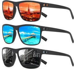 Turbopep Square Polarized Sunglasses for Men and Women, Lightweight