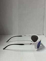 Bimini Bay White Plastic Wrap Solid Pattern Blue Plastic Lens Sunglasses Men