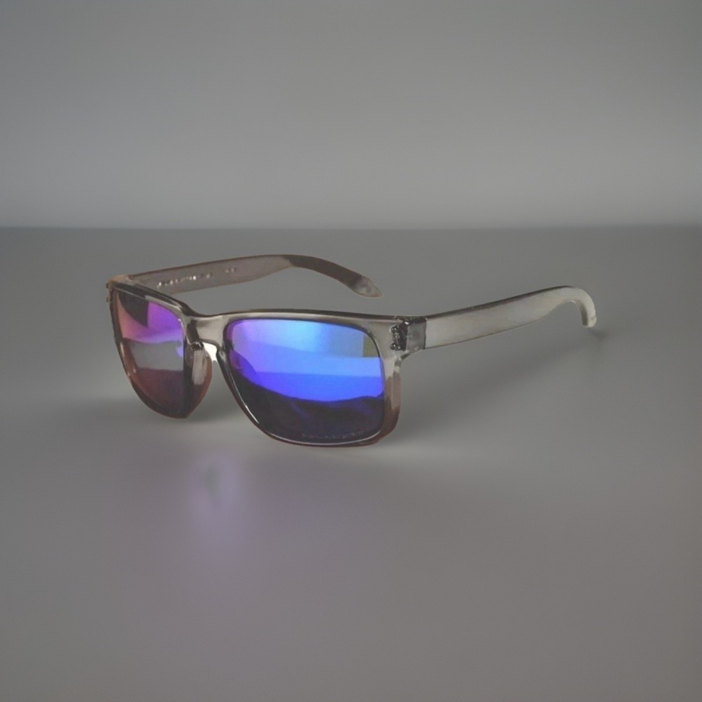 Holbrook Style Gloss Clear With American Flags And Blue Polarized Lenses