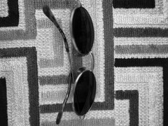 Men’s Oval Sunglasses Silver Metal Frame Black Tinted Plastic Lenses Solid