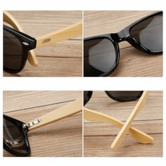 Wood Sunglasses Men women square bamboo Mirror Sun Glasses Retro Handmade Black