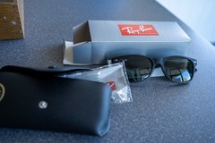 Ray-Ban New Wayfarer Black Rubber G-15 Green Sunglasses ORB2132 55mm New in Box