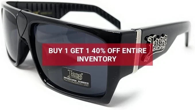 LOCS Black Sunglasses | Authentic Gangster FLAT TOP Cholo Maddogger Shades