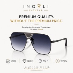 Premium Aviator Sunglasses UV400 Metal Frame Designer Style by INOVLI Eyewear