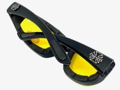 MOTORCYCLE Night Riding Padded Safety Protective SUN GLASSES GOGGLES Yellow Lens
