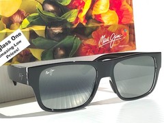UK NEW Maui Jim KEAHI Gloss Black POLARIZED Neutral Grey GLASS Sunglass 873-02