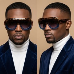 Men Sunglasses Hip Hop Single Lens Goggles Retro Futuristic Look Celebrity Style