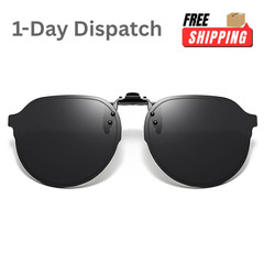 Clip on Retro Round Sunglasses Flip Up Metal UV400 Polarized