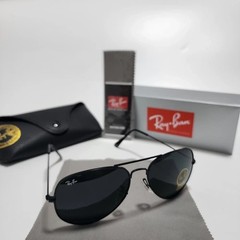 New! Ray-Ban RB3025 Aviator Pilot Sunglasses Black Frame Glass Gray Lens 58-14mm