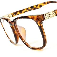 Modern Stylish Designer Tortoise Gold Mens Womens Keyhole Clear Lens Glasses F51