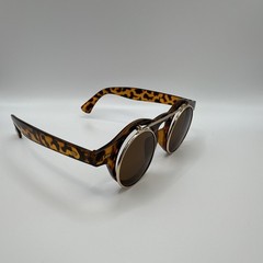 Men’s Round Retro Tortoise Shell Sunglasses Brown Plastic Frame Tinted Lenses