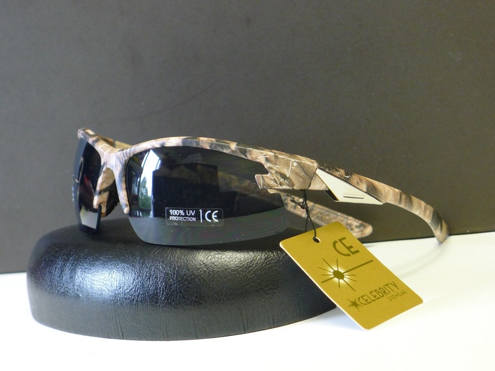 Mens Sport Wrap Sunglasses Camouflage Pattern Designer Shades W Microfiber Bag