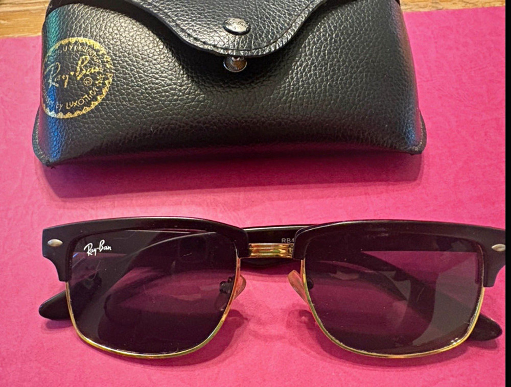 Ray-Ban Men’s Square Sunglasses Black Full Rim Tinted Lens Made in Italy Case